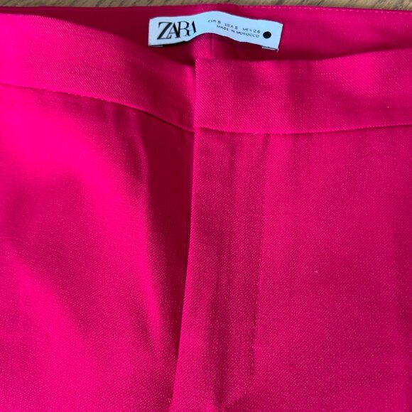Zara Low Rise Flare Dressy Pants Trousers Pockets Fuchsia Pink Size S - Picture 10 of 15